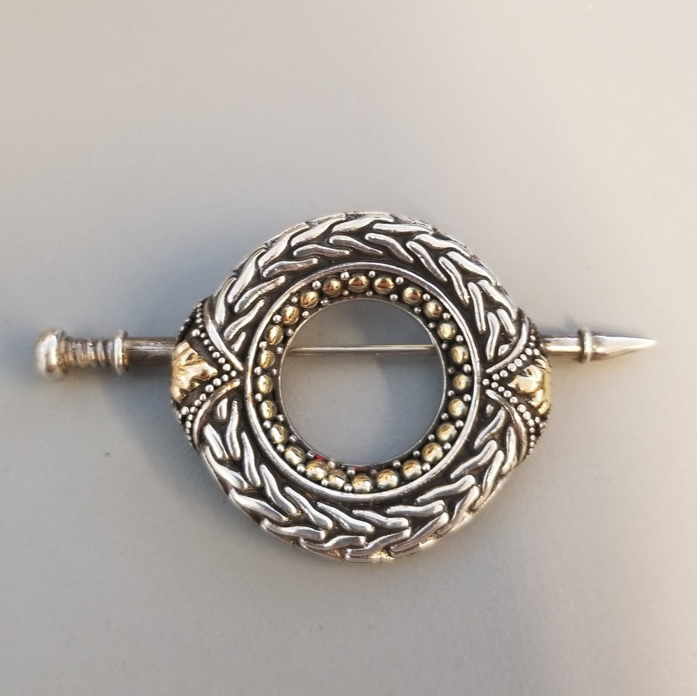 John Hardy SS/18k Wheat Circle Brooch/Pin